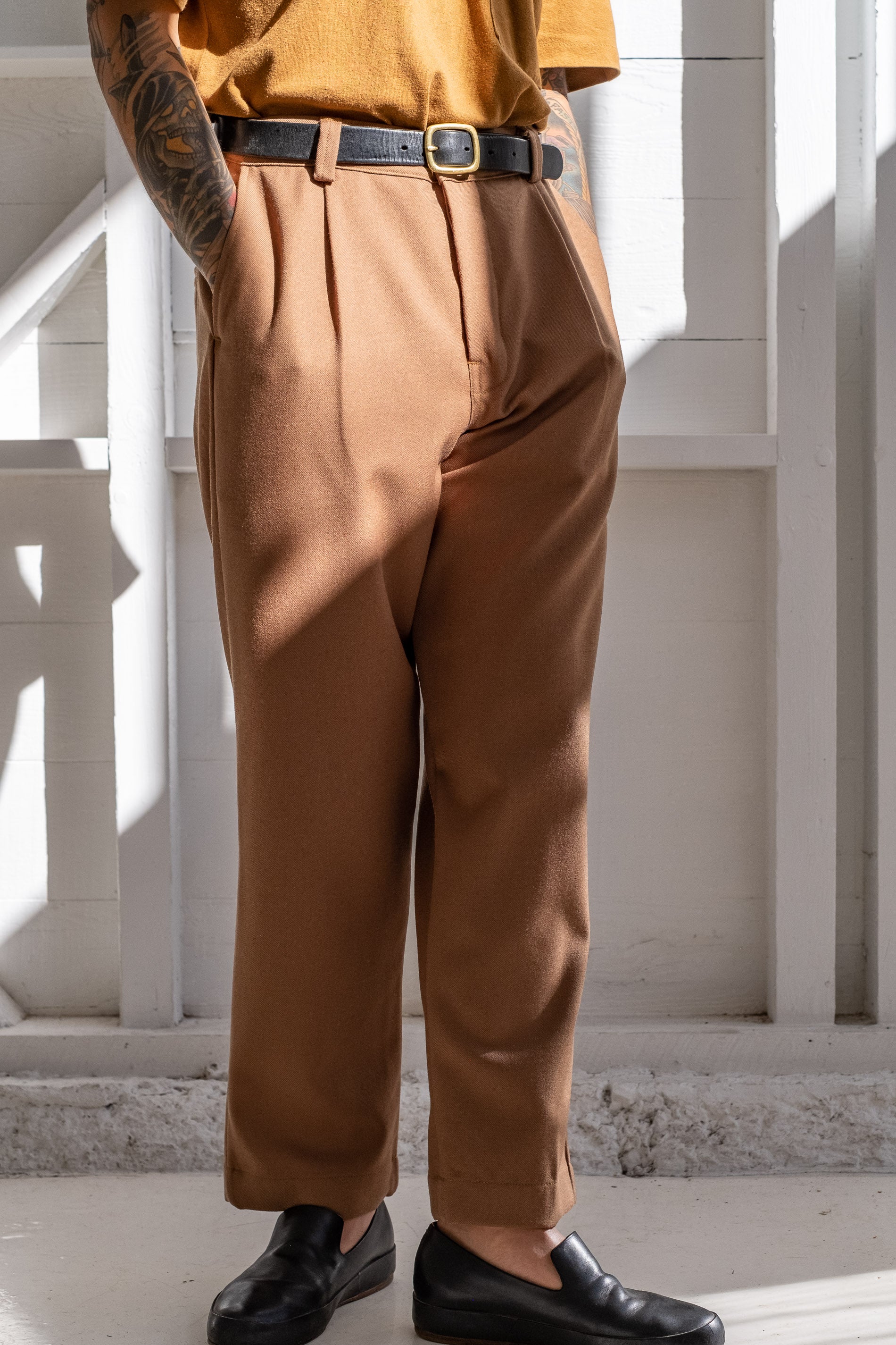 Single Pleat Trouser - Tobacco Brown Linen – Natalino